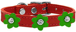 Flower Leather Collar Red With Emerald Green flowers