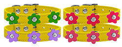 Flower Leather Collar Yellow