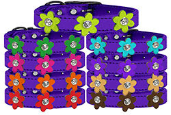 Metallic Flower Leather Collar Metallic Purple