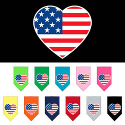 American Flag Heart Screen Print Pet Bandana