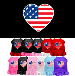 American Flag Heart Screen Print Pet Dress