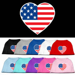 American Flag Heart Screen Print Dog Shirt