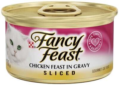 Fancy Feast Sliced Chicken Feast in Gravy Canned Cat Food 3-oz, case of 24