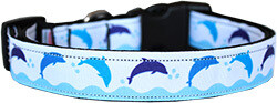Blue Dolphins Nylon Pet Collar