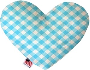 Baby Blue Plaid Heart Dog Toy
