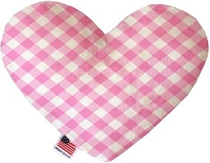 Baby Pink Plaid Heart Dog Toy