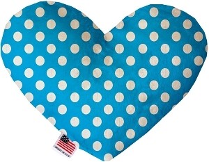 Aqua Blue Swiss Dots Stuffing Free Heart Dog Toy