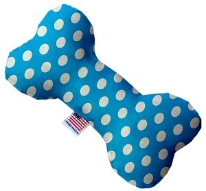 Aqua Blue Swiss Dots Stuffing Free Bone Dog Toy