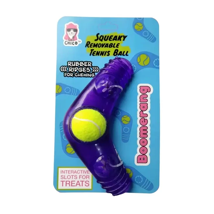 Chico Boomerang Squeaker Tennis Ball Dog Toy