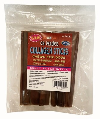 Scoochie 6" CS Deluxe Collagen Chew Sticks 6 Pack For Dogs