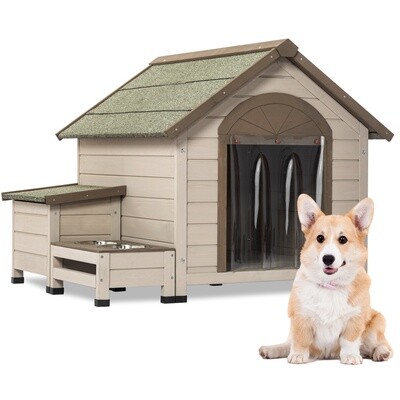Outdoor Fir Wood Dog House with Open Roof - Stylish Shelter for Small to Medium Dogs