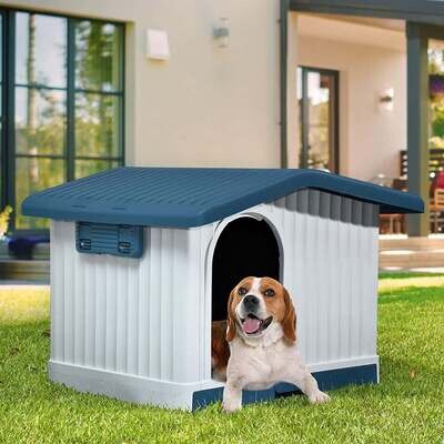 Dextrus Large Plastic Dog House - Versatile Shelter with Liftable Roof