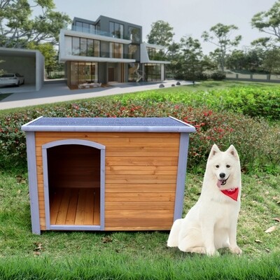 Weatherproof Wooden Dog House - Ideal Shelter for Large Dogs in All Seasons