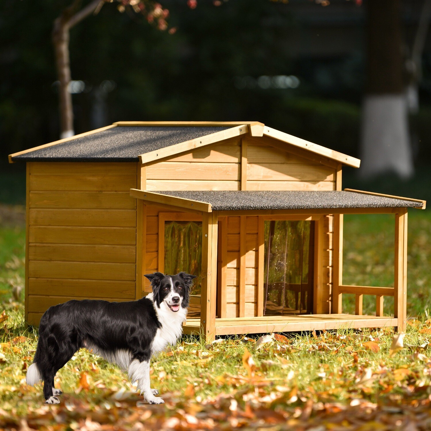 Large Wooden Dog House with Porch: Outdoor Comfort and Style for Your Pup