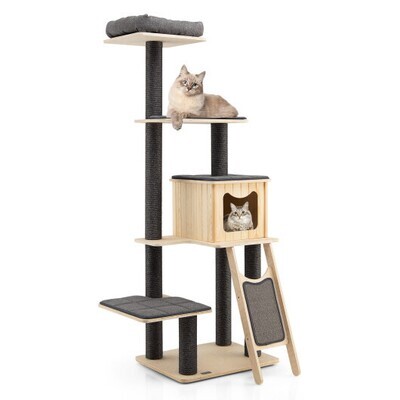 5-Tier Cat Tower - Stylish and Sturdy Feline Playground