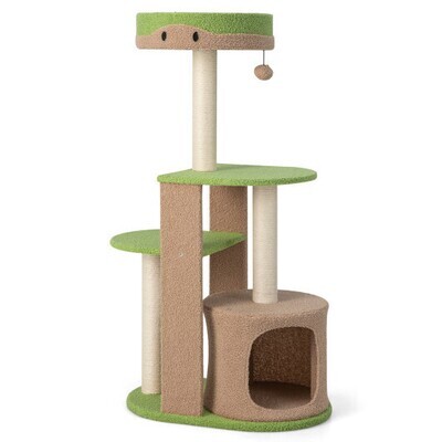 5-Tier Modern Cat Tree Tower - Green - Ultimate Play and Rest Space