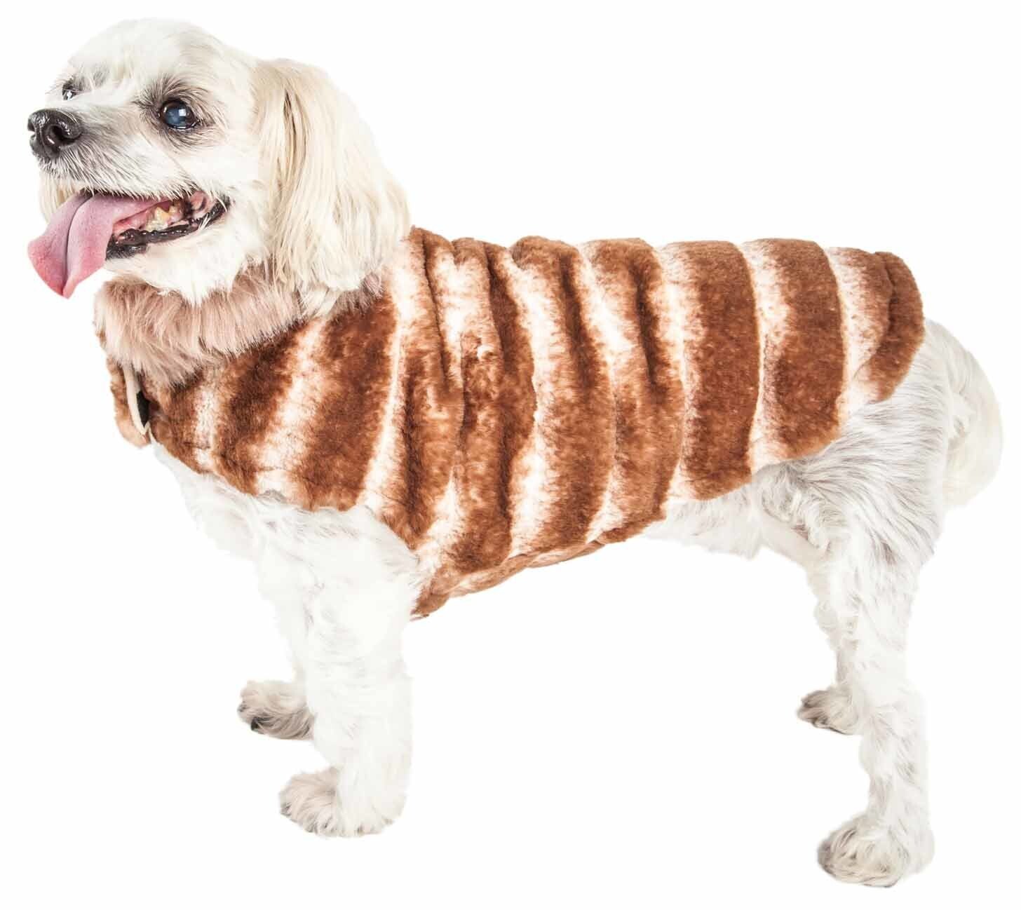 Pet Life Luxe 'Tira-Poochoo' Tiramisu Patterned Mink Dog Coat