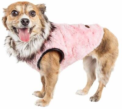 Pet Life Luxe 'Pinkachew' Designer Mink Fur Dog Coat - Pink