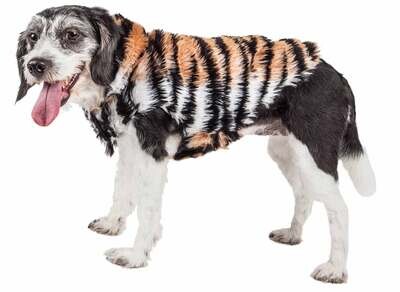Pet Life Tiger Patterned Mink Fur Dog Coat - Warmth and Style!