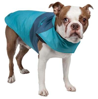 Touchdog Lightening-Shield Waterproof 2-in-1 Convertible Dog Jacket - Blue/Grey