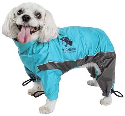 Touchdog Quantum-Ice Full-Bodied Adjustable and 3M Reflective Dog Jacket - Blue/Grey