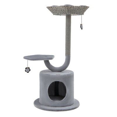 Modern Gray 3-Tier Cat Tower - Cozy Perch & Cat Condo