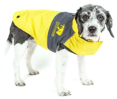 Touchdog Lightening-Shield Waterproof 2-in-1 Convertible Dog Jacket - Yellow