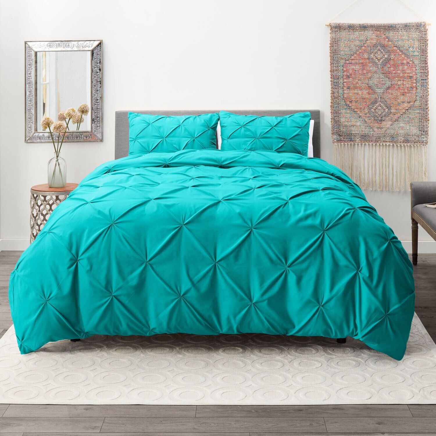 Pinch Pleated Duvet Cover Set Luxurious Premium Quality Cover for Comforter
