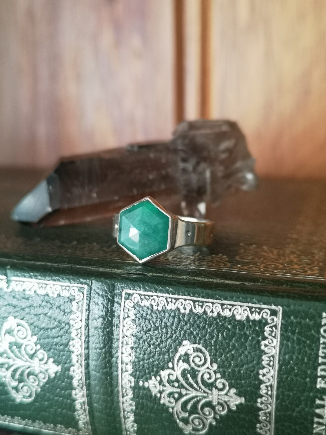 &quot;Hex&quot; ring - Zambian Emerald