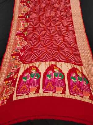 RED RADHA KRISHNA BANDHEJ