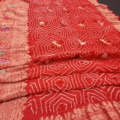 Pure georgette banarsi Bandhej saree