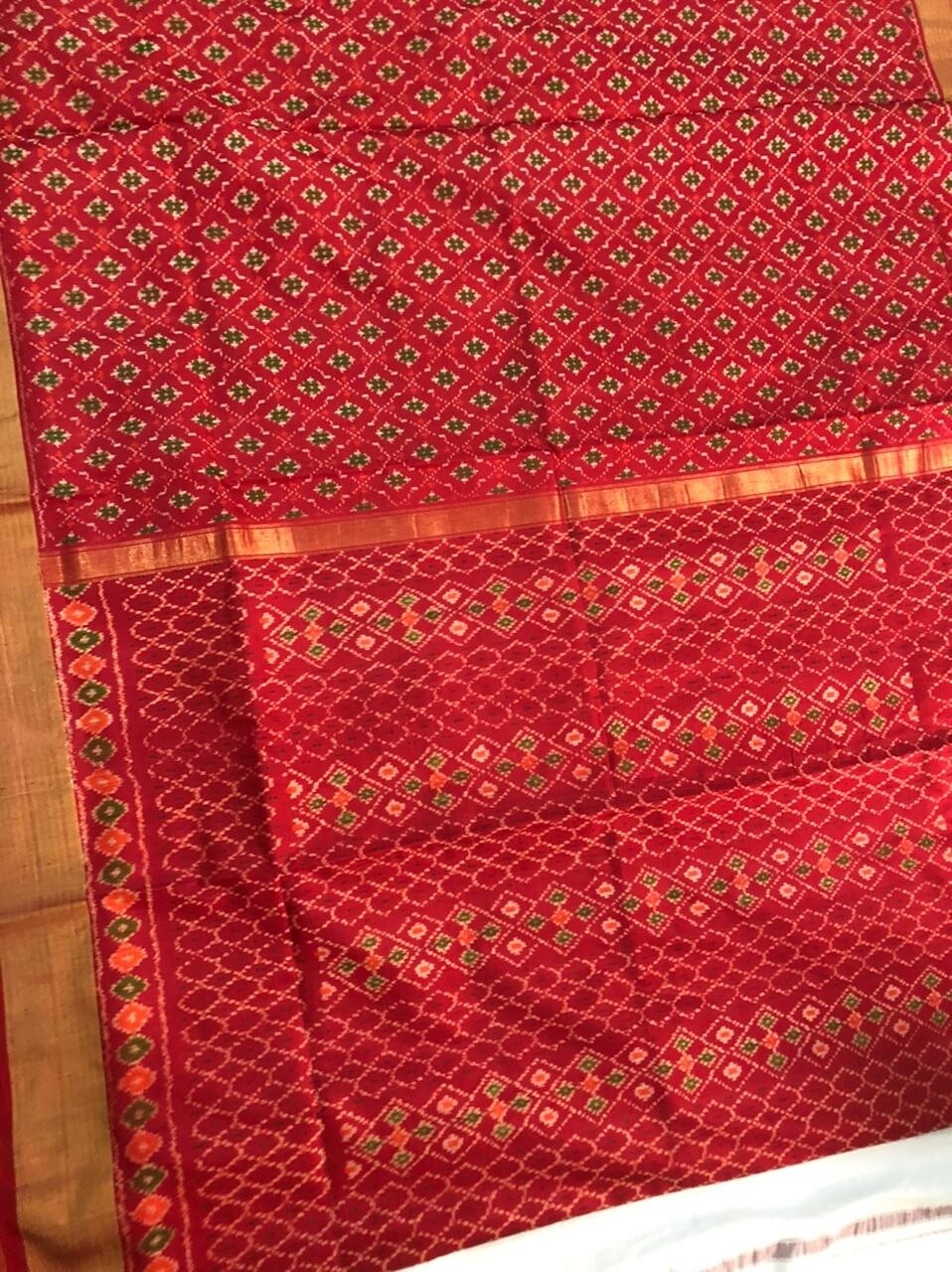 Red checked patola  saree