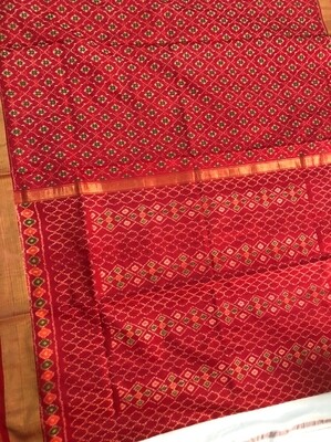 Red checked patola  saree