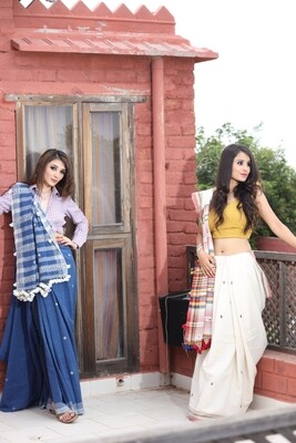 Kala cotton bhujodi  indigo saree