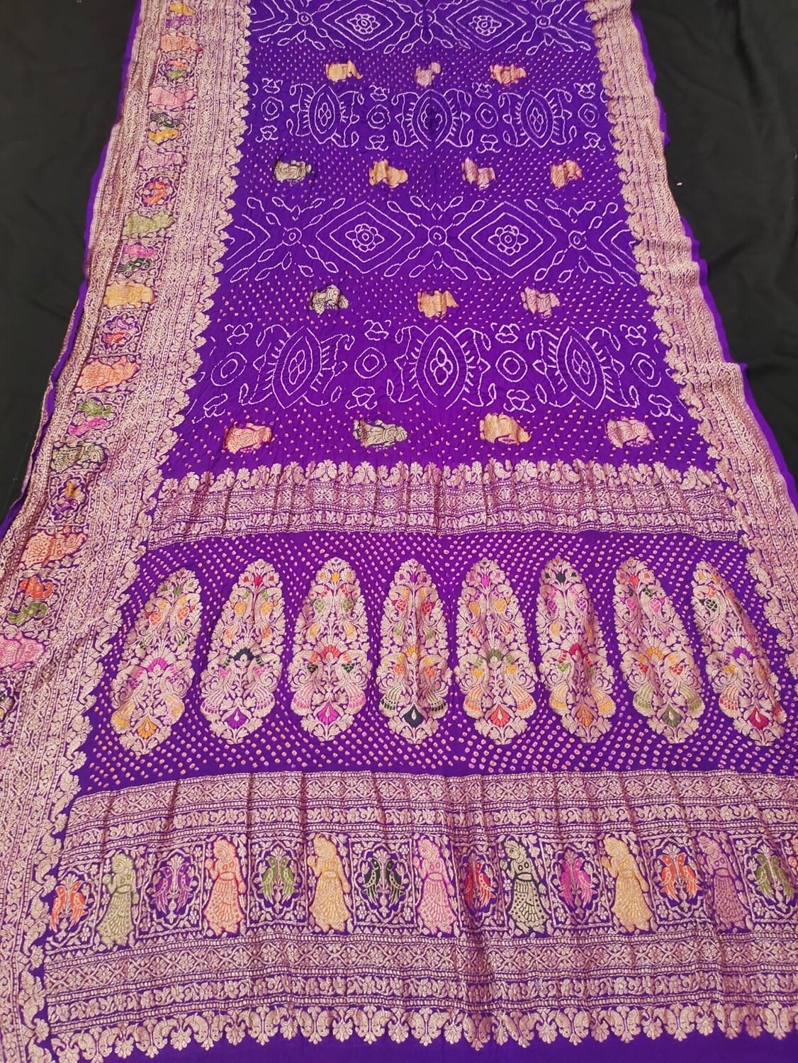 Purple color pure georgette banarsi border saree