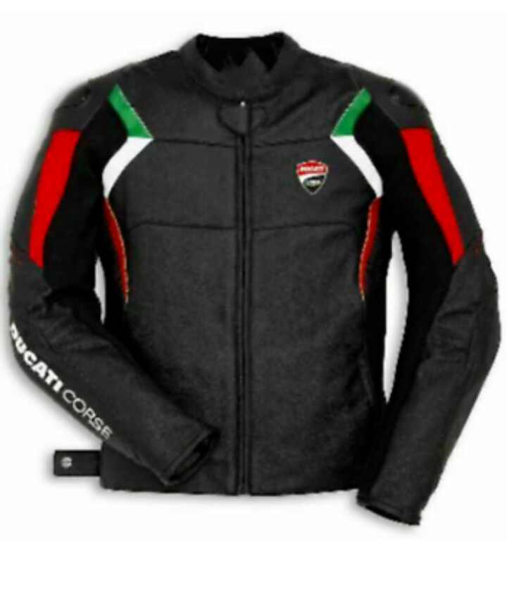 Ducati black men&#39;s pure leather cow hide racing leather jacket