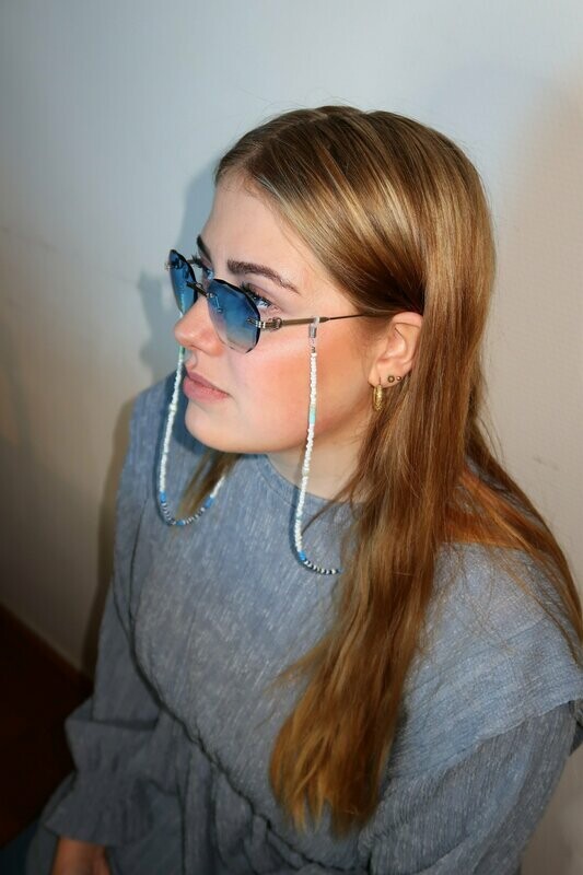 Zonnebril koord Blauw/wit