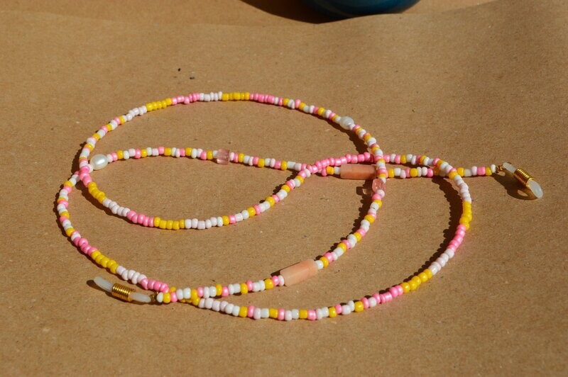 Zonnebril koordje pink yellow