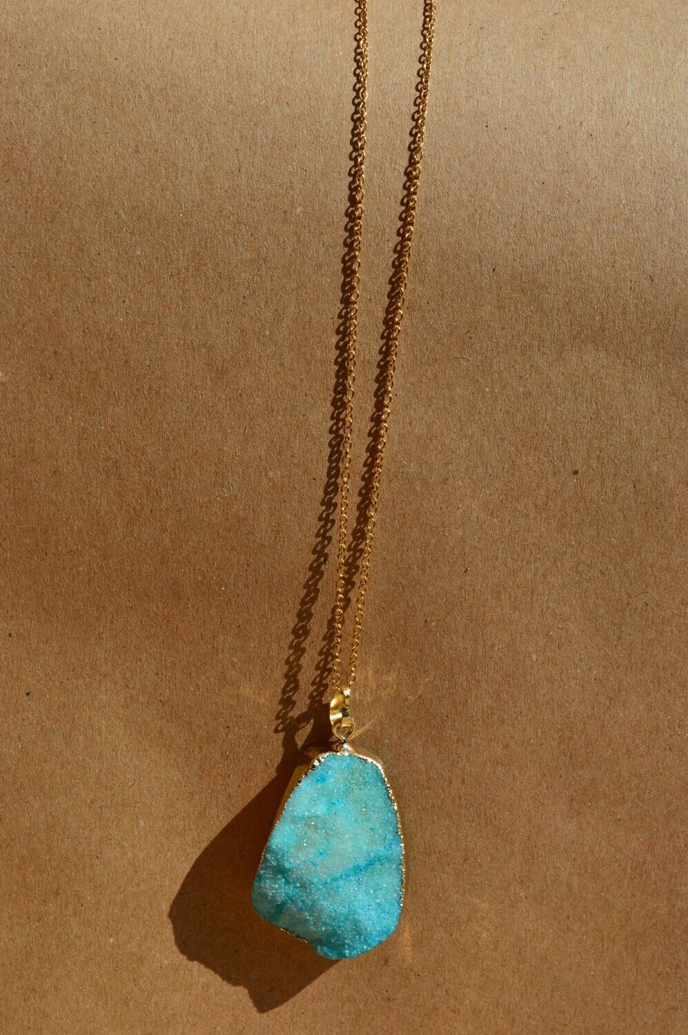 Turqoise Druzy Quartz in Gold