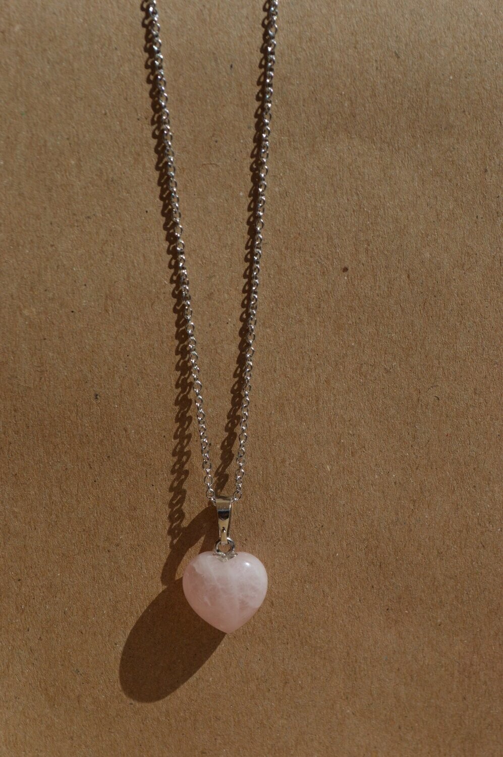 Roze Quartz Heart in Silver