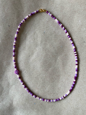 Purple Smiley Necklace In Gold