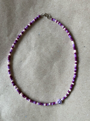 Purple Smiley Necklace In Silver