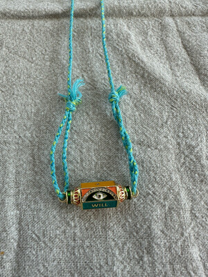 Eye will green necklace