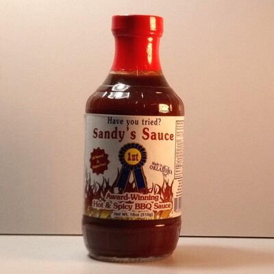 Sandy's Sauce - Hot and Spicy BBQ Sauce - 18oz bottle