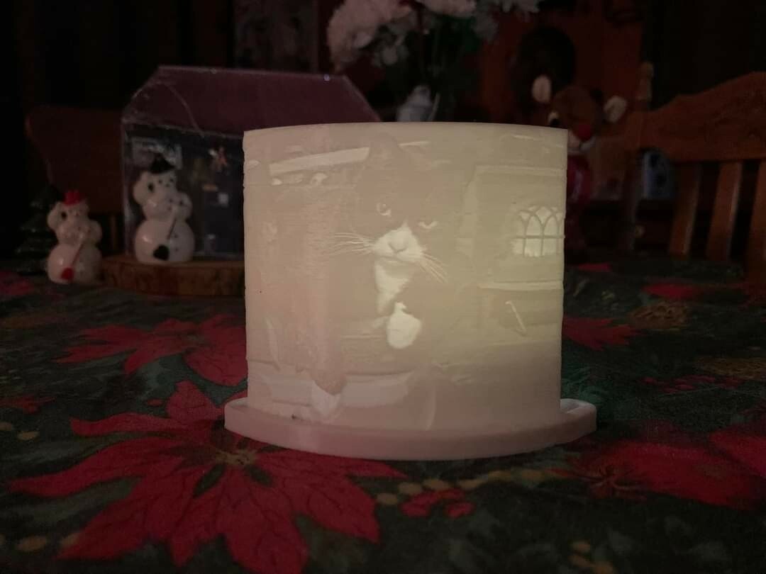 Led candle light lithopane