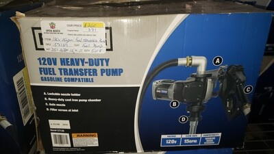 Heavy-Duty Fuel Transfer Pump — 15 GPM, 120 Volt AC, Auto Nozzle, Gasoline Compatible