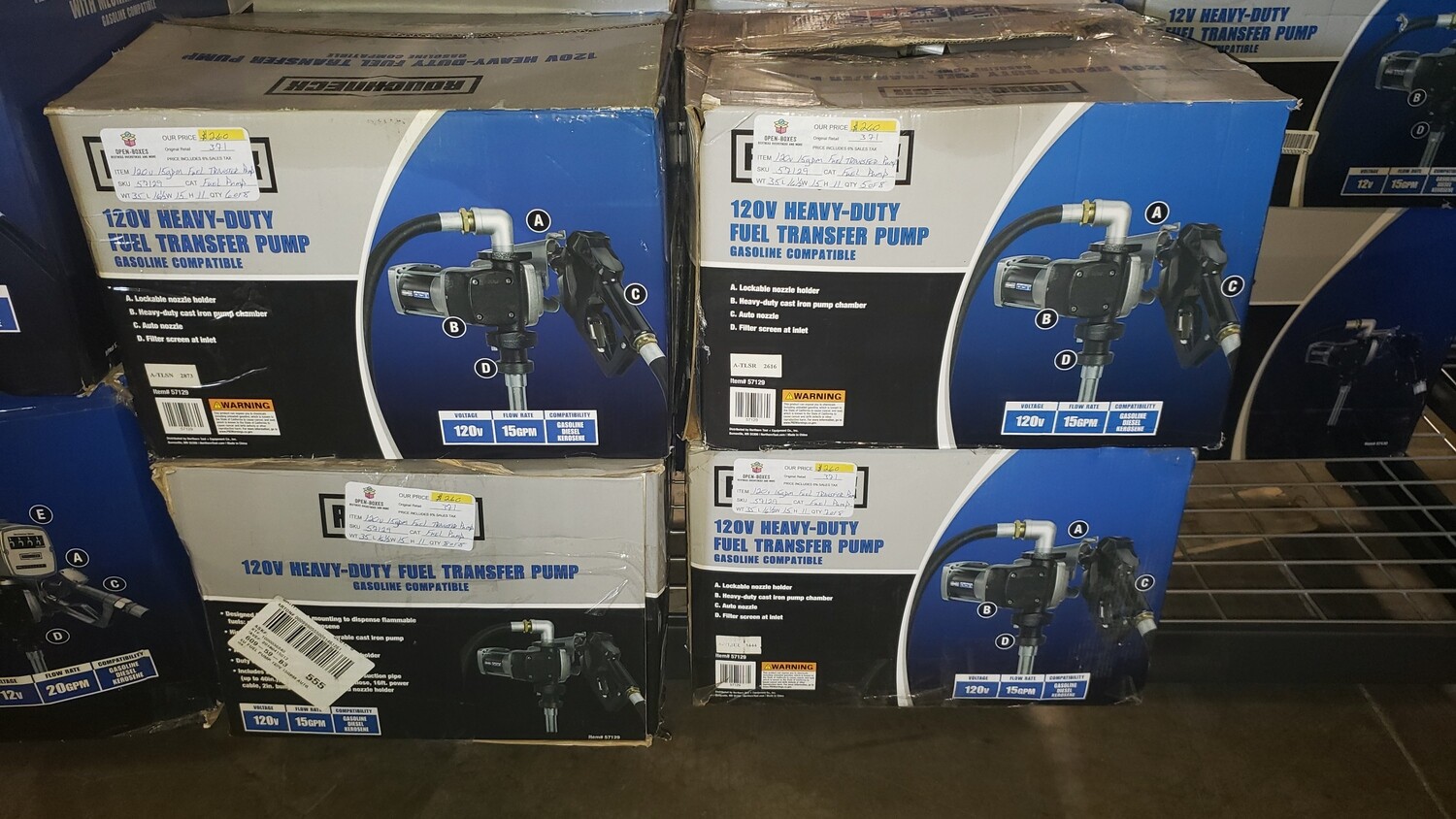 Heavy-Duty Fuel Transfer Pump — 15 GPM, 120 Volt AC, Auto Nozzle, Gasoline Compatible