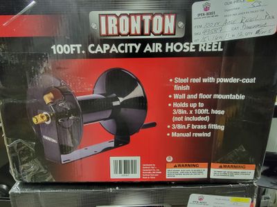 Air Hose Reel, Holds 3/8in. x 100ft. Hose, Max. 300 PSI Item