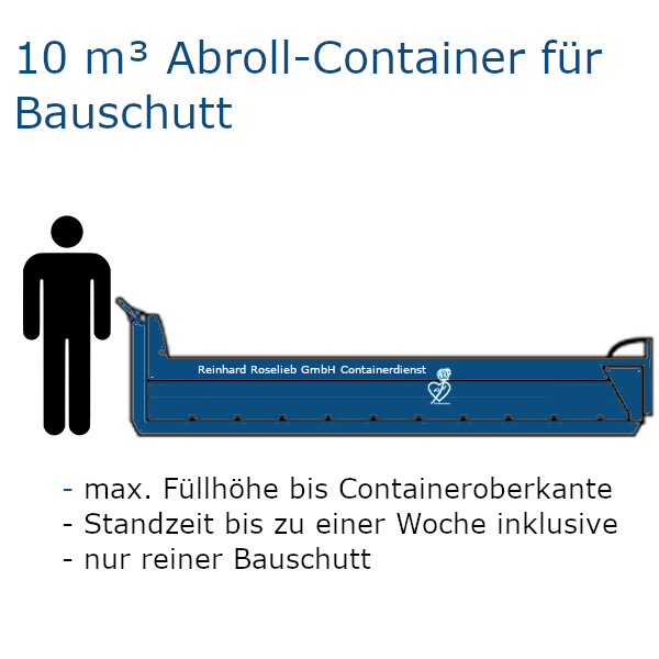 10  m³ Abroll-Container für Bauschutt