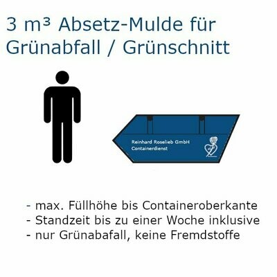 3 m³ Absetz-Mulde für Grünabfall / Grünschnitt